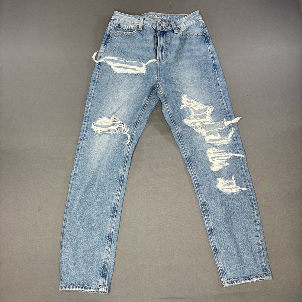 American Eagle Jeans Womens 2 Regular Outfitters Stretch Distressed Ripped Blue